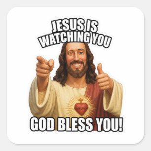 Jesus God Zegen Jou Meme Cartoon Kunst Sticker