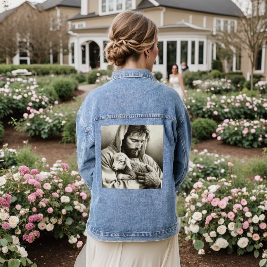 JESUS Goede Herder Christelijk Denim Jacket (Huwelijk Achterkant)
