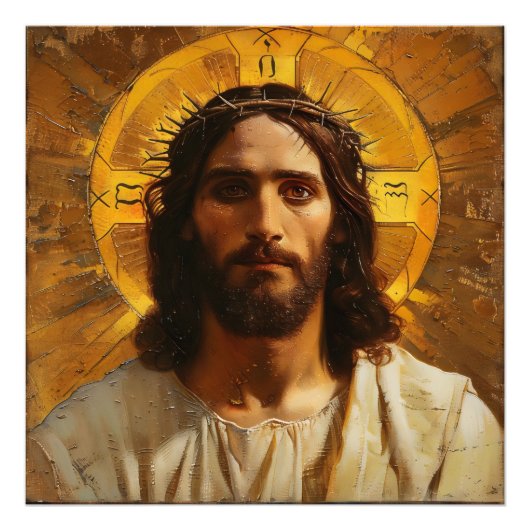 Jesus Gold Religious Foto Afdruk (Voorkant)