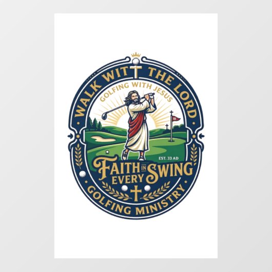 Jesus Golf Shirt Gebedsgebaseerd ontwerp_1 Raamsticker (Vel)