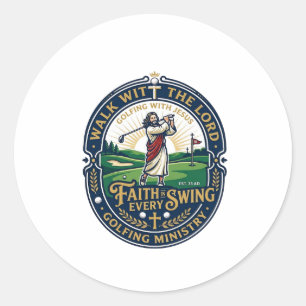 Jesus Golf Shirt Gebedsgebaseerd ontwerp_1 Ronde Sticker