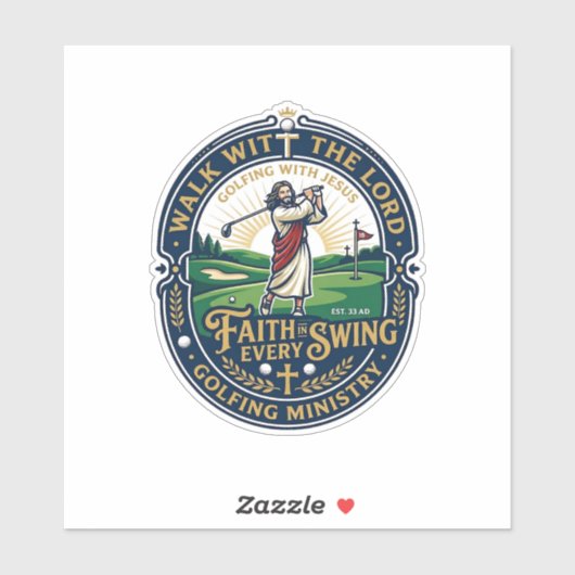Jesus Golf Shirt Gebedsgebaseerd ontwerp_1 Sticker (Vel)