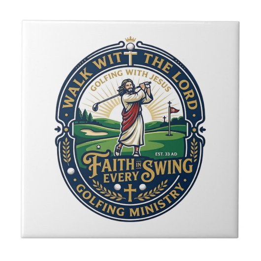 Jesus Golf Shirt Gebedsgebaseerd ontwerp_1 Tegeltje (Voorkant)