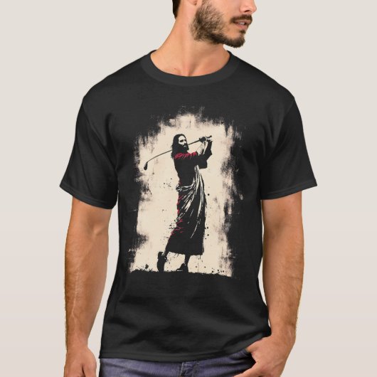 Jesus Golfer Grappige Christelijke Religieuze Golf T-shirt (Voorkant)