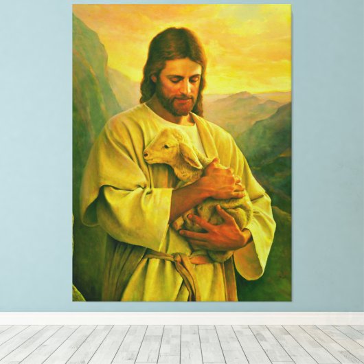 Jesus Good Shepherd Canvas Afdruk (Insitu (Houten vloer))