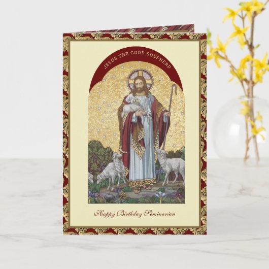 Jesus Good Shepherd Serra Club seminaristen Kaart (Gele Bloem)