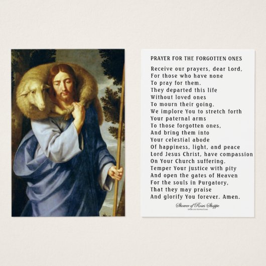 Jesus Good Shepherd Souls in purgatory Prayer Visitekaartje (Voorkant /achterkant)