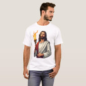 Jesus Gospel Fakkel Vintage Gravure T-shirt 2 (Voorkant volledig)