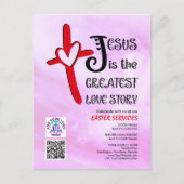 JESUS GREATEST LOVE STORY Logo QR Code EASTER Uitnodiging Briefkaart (Voorkant)
