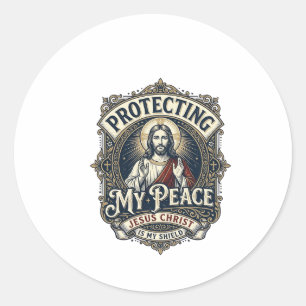 Jesus Grenzen Zelfrespect T-shirt Op geloof gebase Ronde Sticker