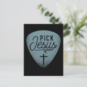 Jesus Guitar Pick Music Religieuze Guitar Player Briefkaart (Staand voorkant)