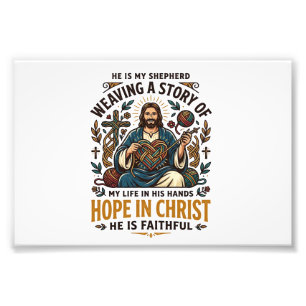 Jesus Haak Brei T-Shirt Inspirerend Geloof Foto Afdruk