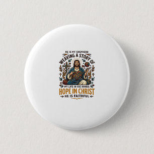 Jesus Haak Brei T-Shirt Inspirerend Geloof Ronde Button 5,7 Cm