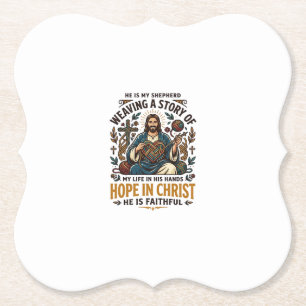 Jesus Haakt Brei T-Shirt Inspirerend Geloof Kartonnen Onderzetters