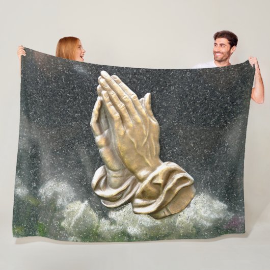 JESUS HANDS IN PRAYER FLEECE DEKEN (In situ)