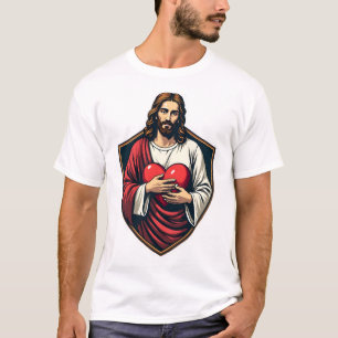 Jesus Hart Geschild Vintage Gravure Shirt