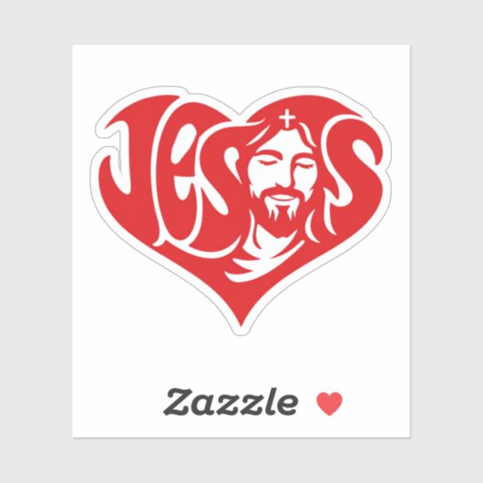 Jesus Hart Typografie Sticker (Vel)