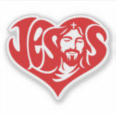 Jesus Hart Typografie Sticker (Voorkant)