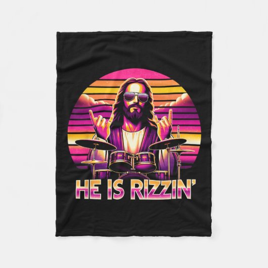 Jesus has Rizzen Hij is Rizzin' grappige Christeli Fleece Deken (Voorkant)