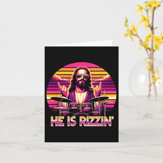 Jesus has Rizzen Hij is Rizzin' grappige Christeli Kaart (Gele Bloem)