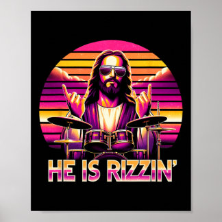 Jesus has Rizzen Hij is Rizzin' grappige Christeli Poster