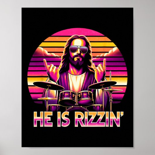 Jesus has Rizzen Hij is Rizzin' grappige Christeli Poster (Voorkant)