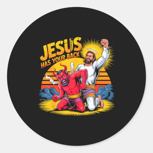 Jesus Has Your Back Christian Faith  Ronde Sticker (Voorkant)