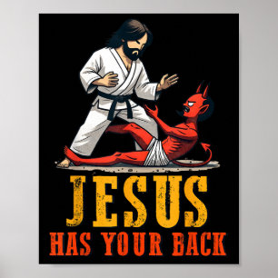 Jesus Has Your Back Grappige Christelijke Jiu-Jits Poster