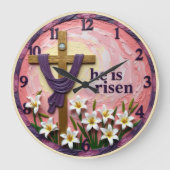 Jesus He Is Risen Pink Grote Klok (Voorkant)
