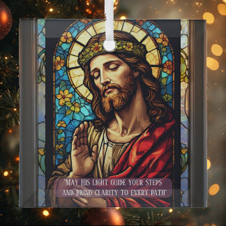 Jesus Healer of Poor Religious Christmas Quote Glas Ornament