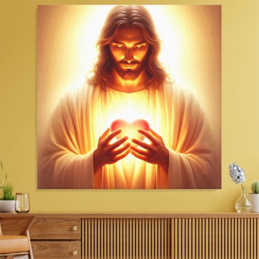 Jesus Heart In My Hands Canvas Afbeelding 1 (Insitu (Woonkamer))