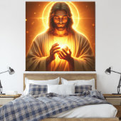 Jesus Heart In My Hands Canvas Afbeelding 4 (Insitu (Slaapkamer))