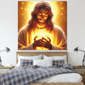 Jesus Heart in My Hands Canvas Print Picture 2 (Insitu (Slaapkamer))