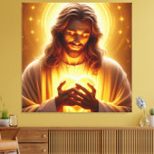Jesus Heart in My Hands Canvas Print Picture 2 (Insitu (Woonkamer))
