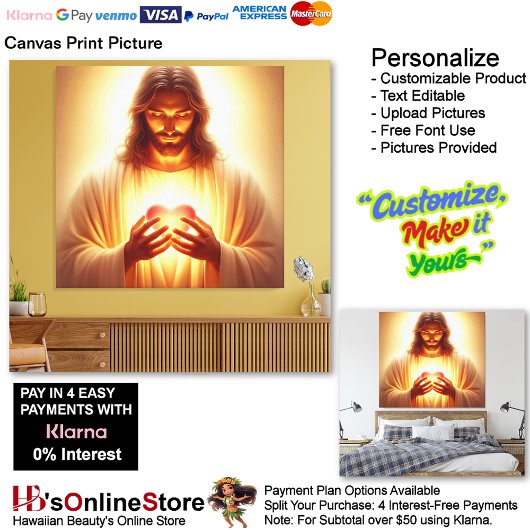 Jesus Heart in My Hands Canvas Print Picture 2