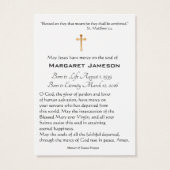 Jesus Heart Katholieke Funeral Memorial Heilige Ka Visitekaartje (Achterkant)