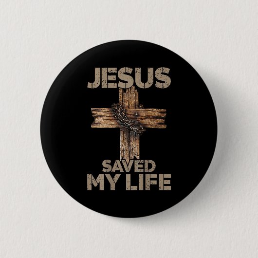 Jesus Heeft Mijn Leven Gered Christelijk Kruis God Ronde Button 5,7 Cm (Voorkant)