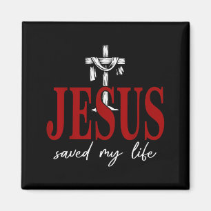 Jesus Heeft Mijn Leven Gered Kruis Gelovig Christe Magneet
