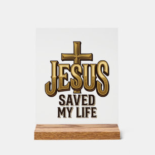 Jesus Heeft Mijn Leven Gered Kruis Vintage Acryl Bord