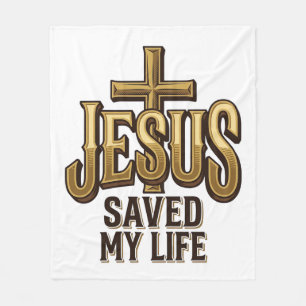 Jesus Heeft Mijn Leven Gered Kruis Vintage Fleece Deken