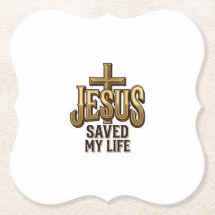 Jesus Heeft Mijn Leven Gered Kruis Vintage Kartonnen Onderzetters