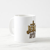 Jesus Heeft Mijn Leven Gered Kruis Vintage Koffiemok (Voorkant links)