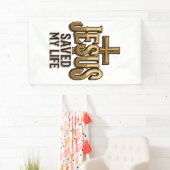 Jesus Heeft Mijn Leven Gered Kruis Vintage Spandoek (Insitu)