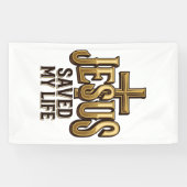 Jesus Heeft Mijn Leven Gered Kruis Vintage Spandoek (Horizontaal)