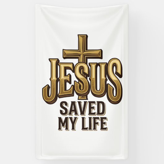 Jesus Heeft Mijn Leven Gered Kruis Vintage Spandoek (Verticaal)