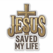 Jesus Heeft Mijn Leven Gered Kruis Vintage Sticker (Voorkant)