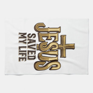 Jesus Heeft Mijn Leven Gered Kruis Vintage Theedoek