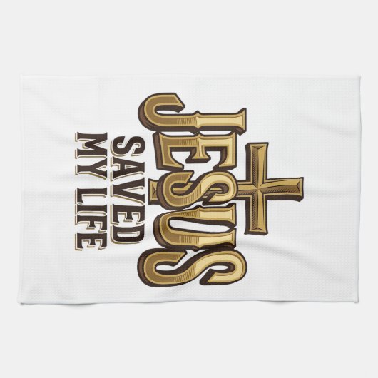 Jesus Heeft Mijn Leven Gered Kruis Vintage Theedoek (Horizontaal)
