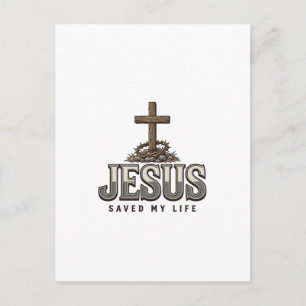 Jesus heeft mijn leven gered Vintage gravure Chris Briefkaart