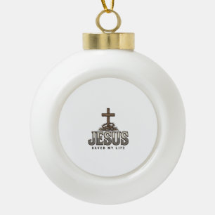Jesus heeft mijn leven gered Vintage gravure Chris Keramische Bal Ornament